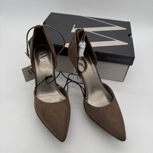 Worthington‎ Marview Porchini Stiletto Heel 9.5 Brown Ankle Strap Pointed Toe